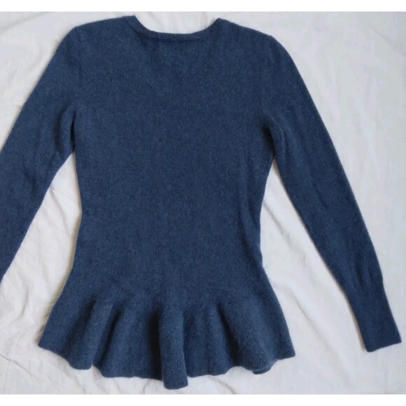 Isaac Mizrahi Live! Cashmere Peplum Sweater Babydoll Vneck Blue Women's XS - Picture 12 of 15